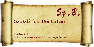 Szakács Bertalan névjegykártya